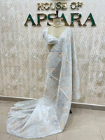 White Tissue Floral Embroidery Saree 29