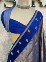 Royal Blue Chinnon Brocade Saree 106