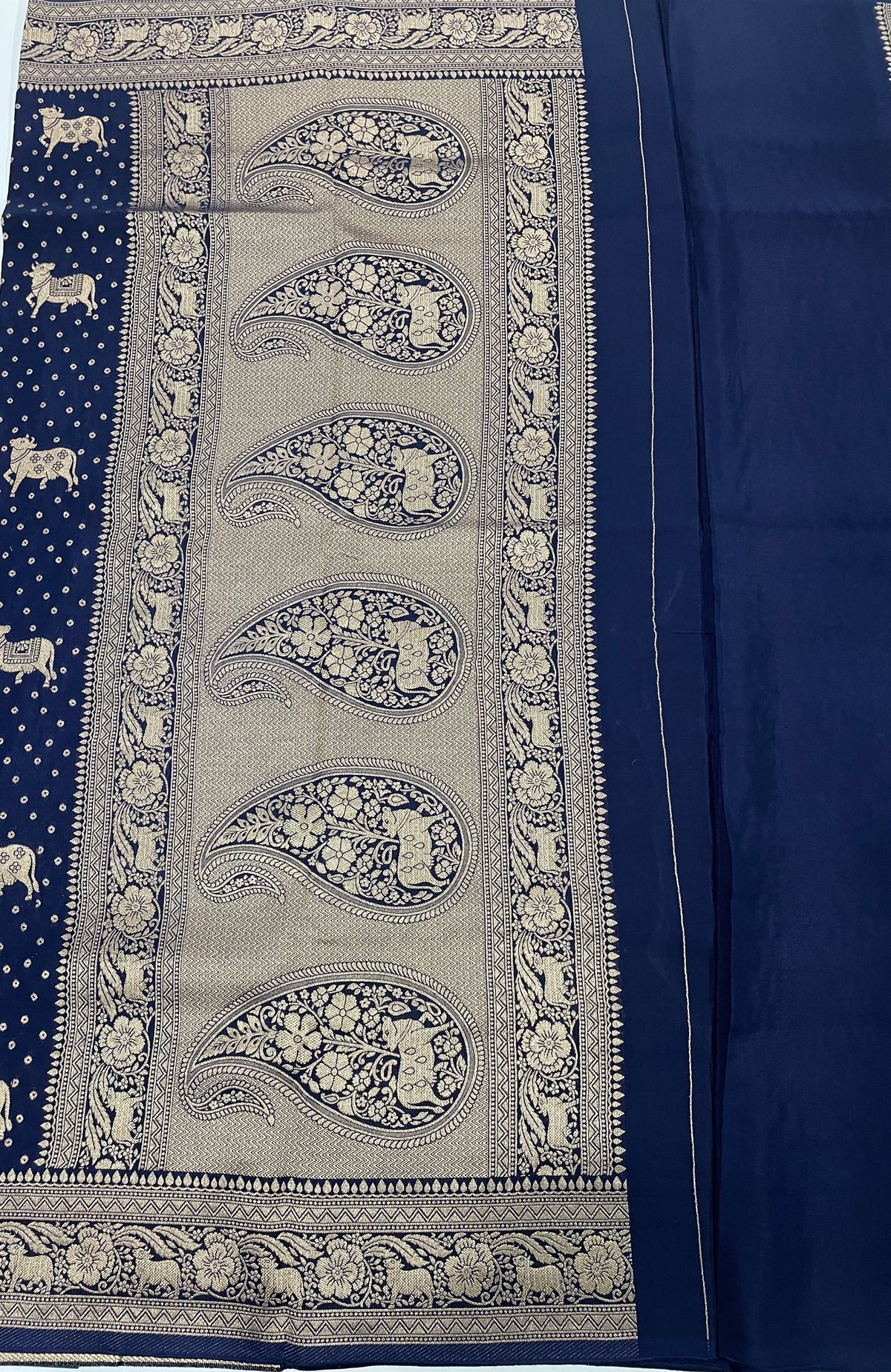 Peacock Blue Banarasi Tussur Crepe Saree 36