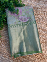 Green Brocade Semi Kanchi Tissue Saree 15