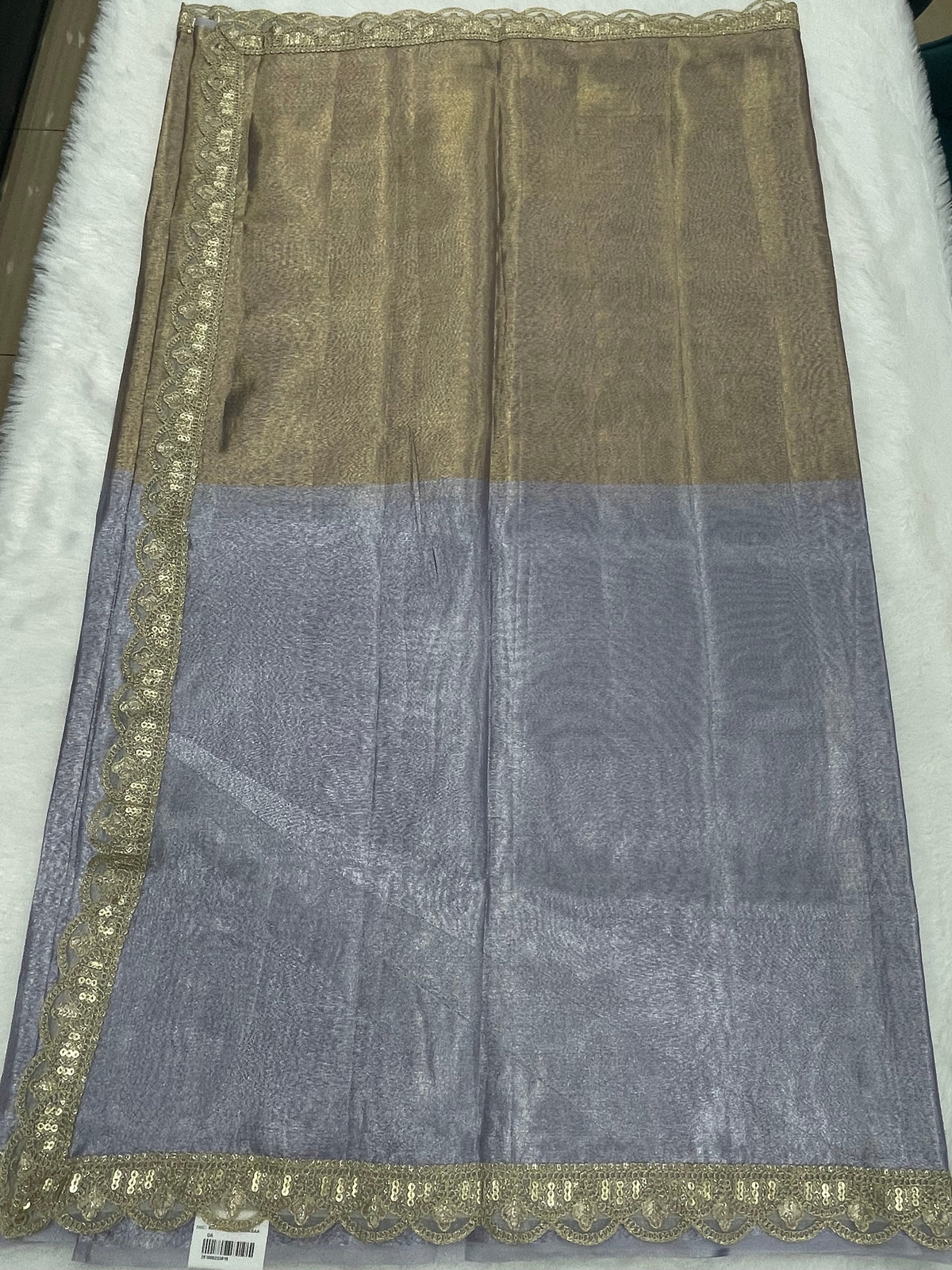 Gold n Purple Dual Shade Designer Tissue Saree 09