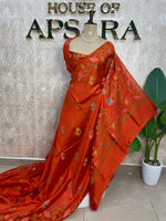 Orange Tussar Jamdani saree 318