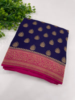 Purple Pure Banarasi Big Butta Crepe Saree 03