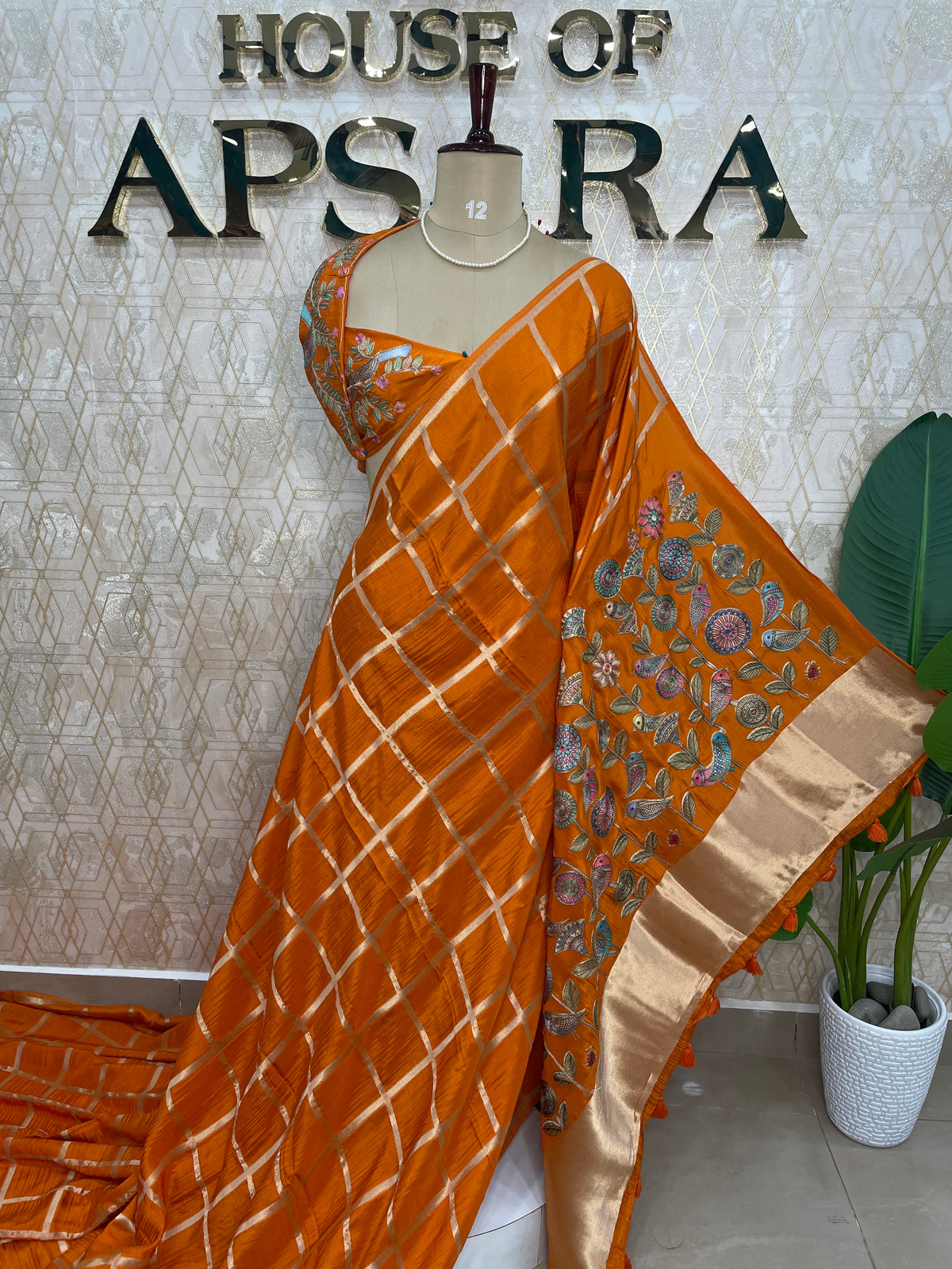 Oranges Pashmina silk saree 315