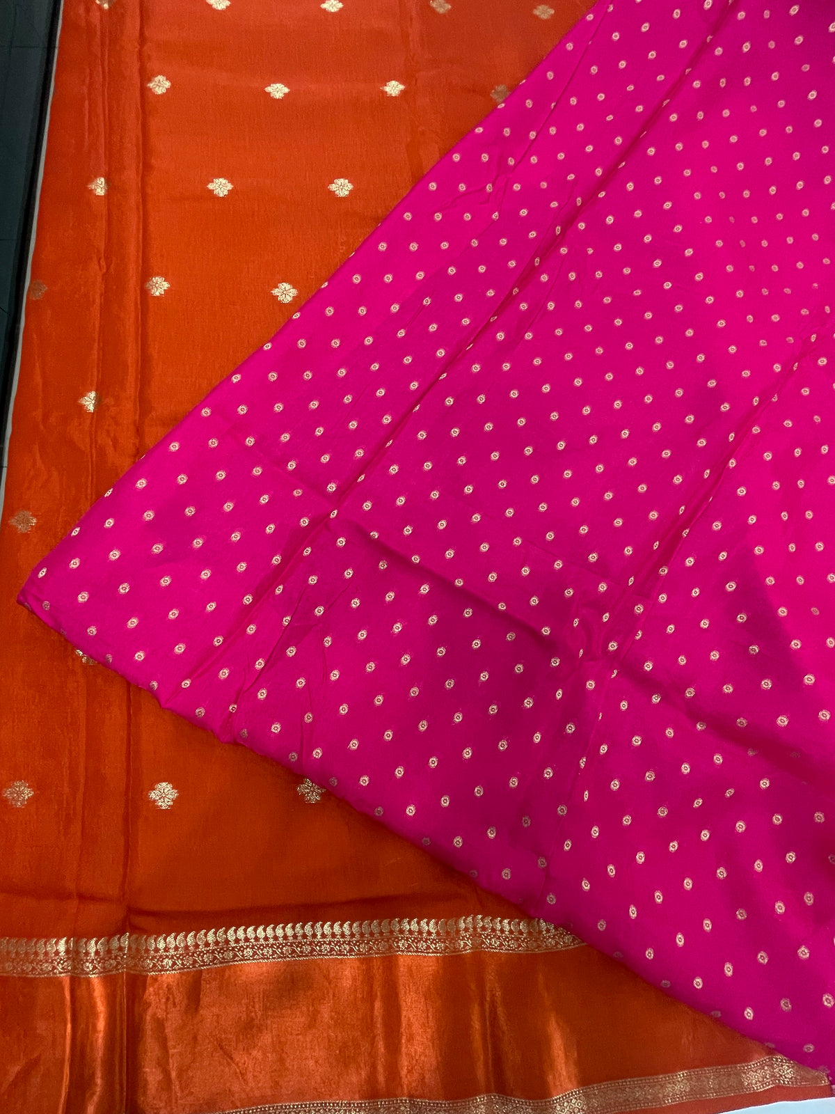Orange Small Butta Semi Crepe Saree 34
