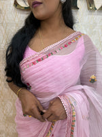 Baby Pink Soft Crush Tissue Saree 92