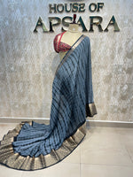 Grey Assam Silk With Shibori Dyeing Saree 23