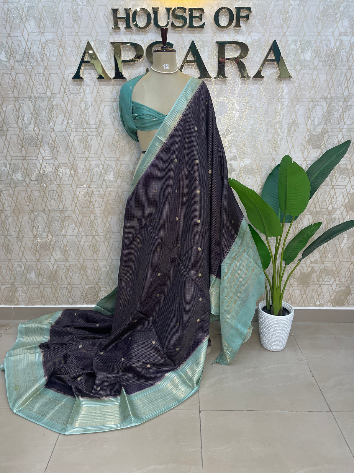 Purple Checks Cotton Silk Saree 13