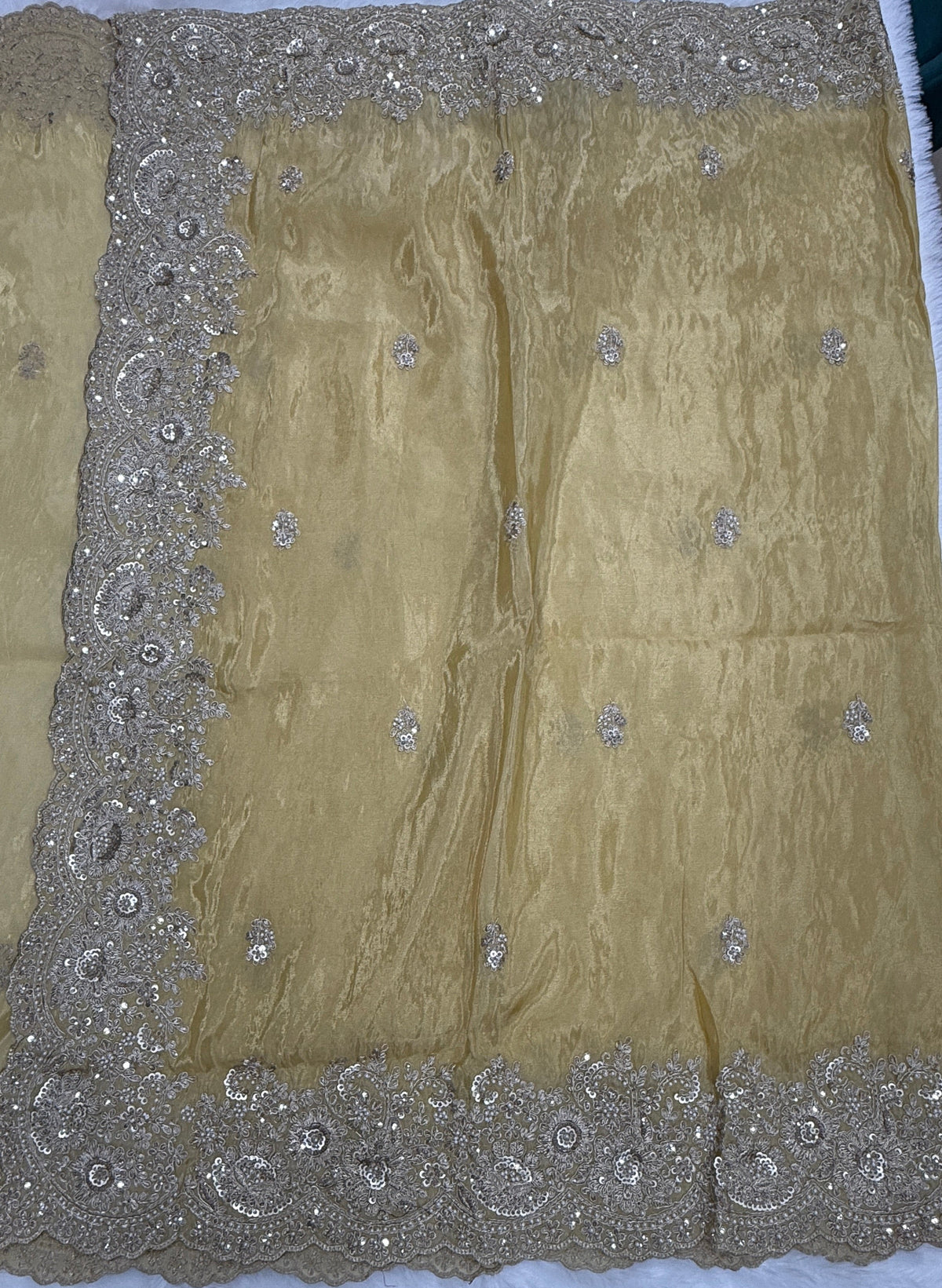 Yellow Shimmer Designer Saree