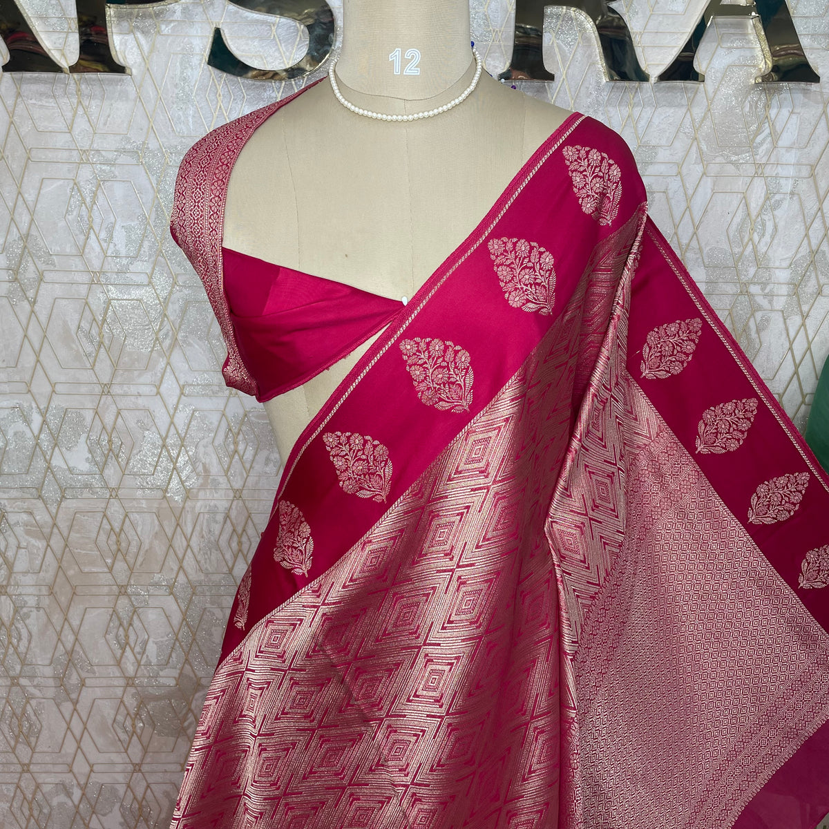 Pink Banarasi tissue Saree 322