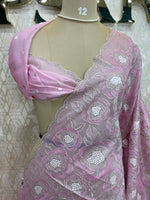 Pink Organza Floral Embroidery Saree 29