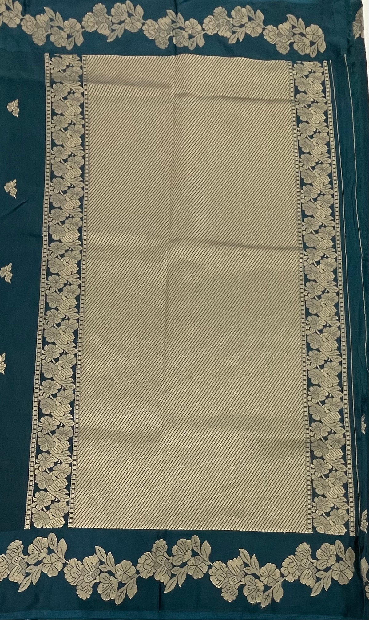 Peach Blue Banarasi Raw Silk Saree 32