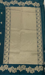 Peach Blue Banarasi Raw Silk Saree 32