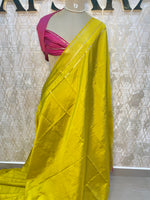 Yellow Checks Cotton Silk Saree 13
