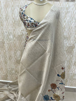 Cream Lenin Appliqué Saree 39