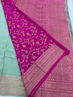 Pista Green Pure Banarasi Crepe Saree 03