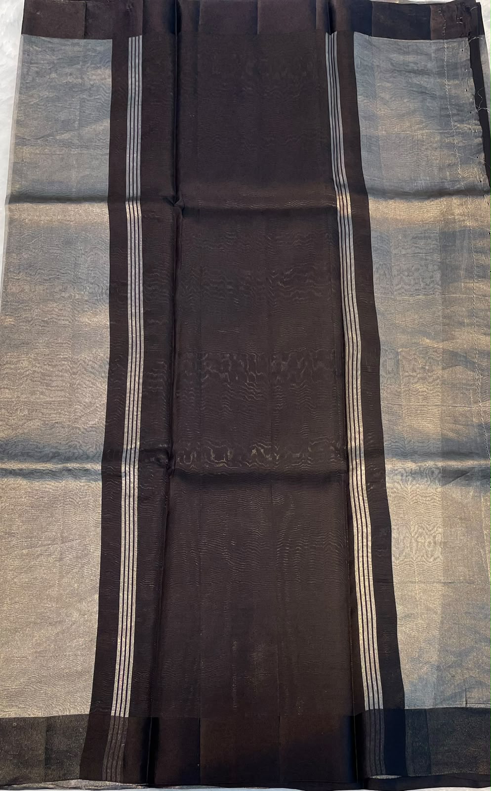 Silver n Black Pure Tissue Organza Saree 11