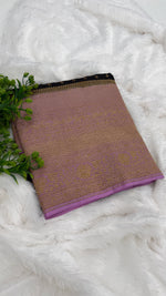 Black n Lailac Pure Khadi Georgette Saree 04
