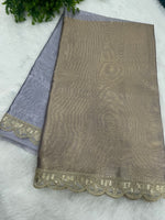 Gold n Grey Dual Shade Designer Tissue Saree 09