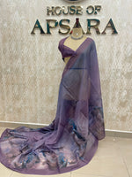 Purple Mul Cotton Kalamkari Print Saree 53