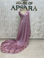 Lilac Banarasi Soft tussarDigital print Saree