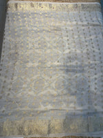 Cream Dola Silk Mirror Work Saree 18