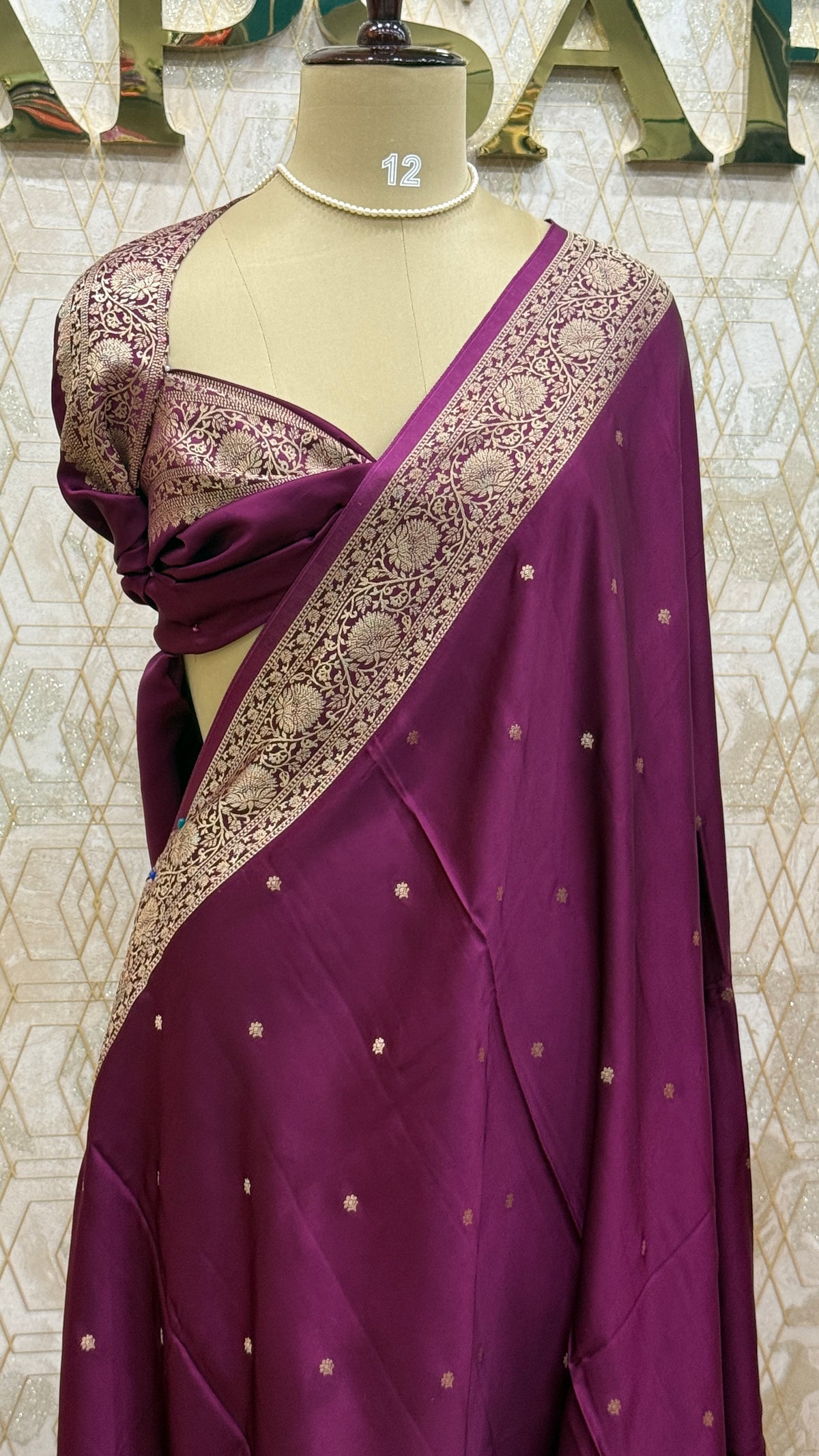 Wine Satin Mashru Silk Saree 07