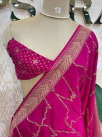 Pink Pure Banarasi Crepe Saree 03