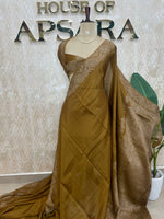 Mustard yellow Banarasi Tussar Georgette Saree 308