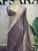 Grey Banarasi Chinnon Crepe Saree 201