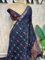 Navy Blue Crepe Handwork Saree 206