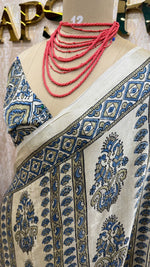 Cream Pure Modal Silk Ajrak Print Saree 05
