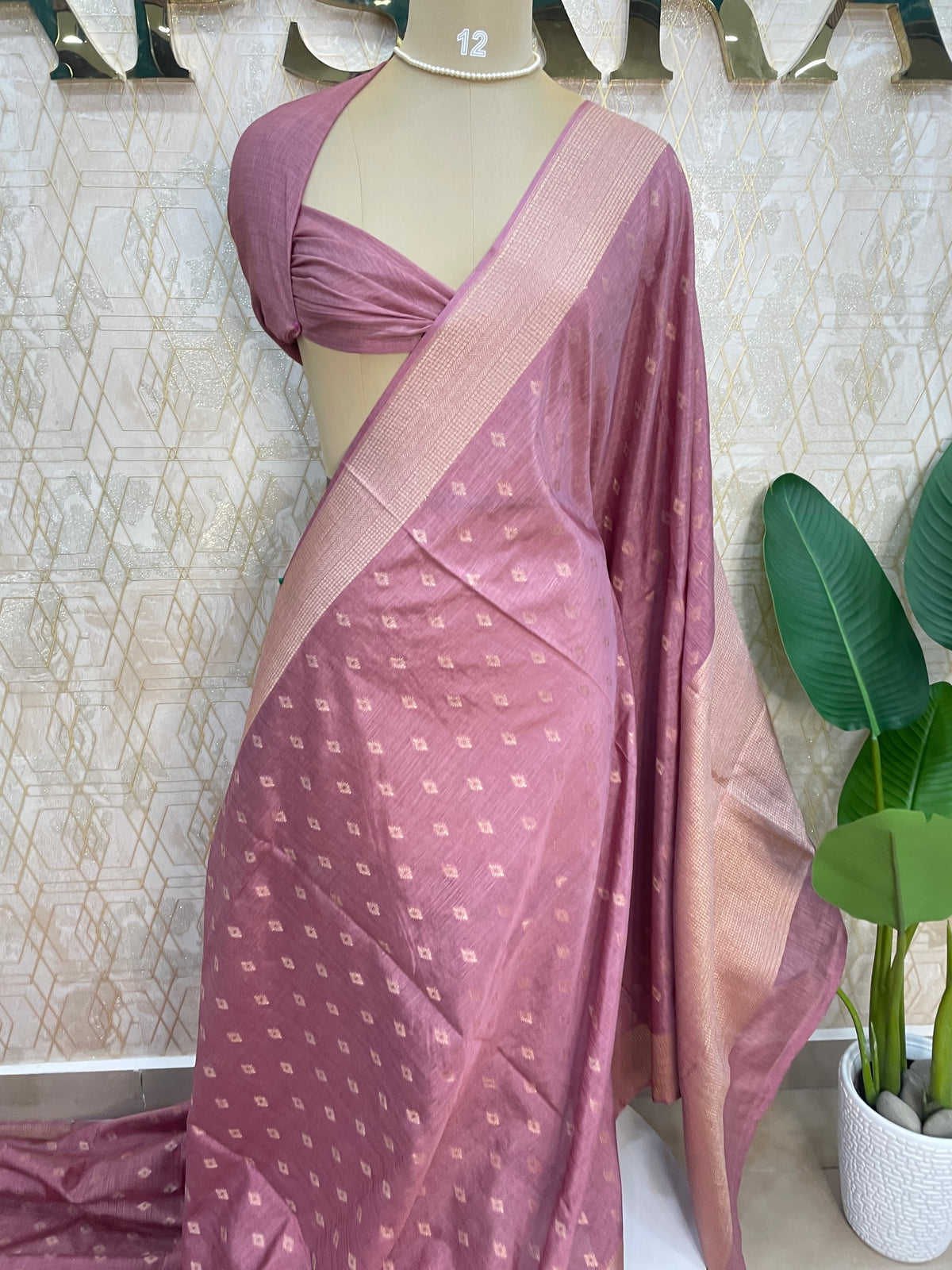 Onion Pink Soft Tussur Cotton Saree 107