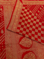 Red Pure Banarasi Crepe Self Saree 03