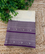Cream n Purple Semi Silk Saree 42
