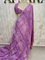 Purple Crepe n Tissue Fusion Saree 88