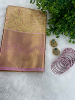 Gold n Pink Brocade Semi Kanchi Tissue Saree