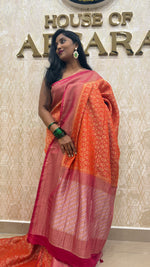 Orange Meenakari Khadi Georgette Saree 26