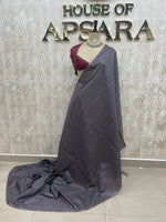 Grey n Maroon Checks Cotton Silk Saree 13