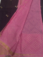 Purple n Pink Checks Cotton Silk Saree 13