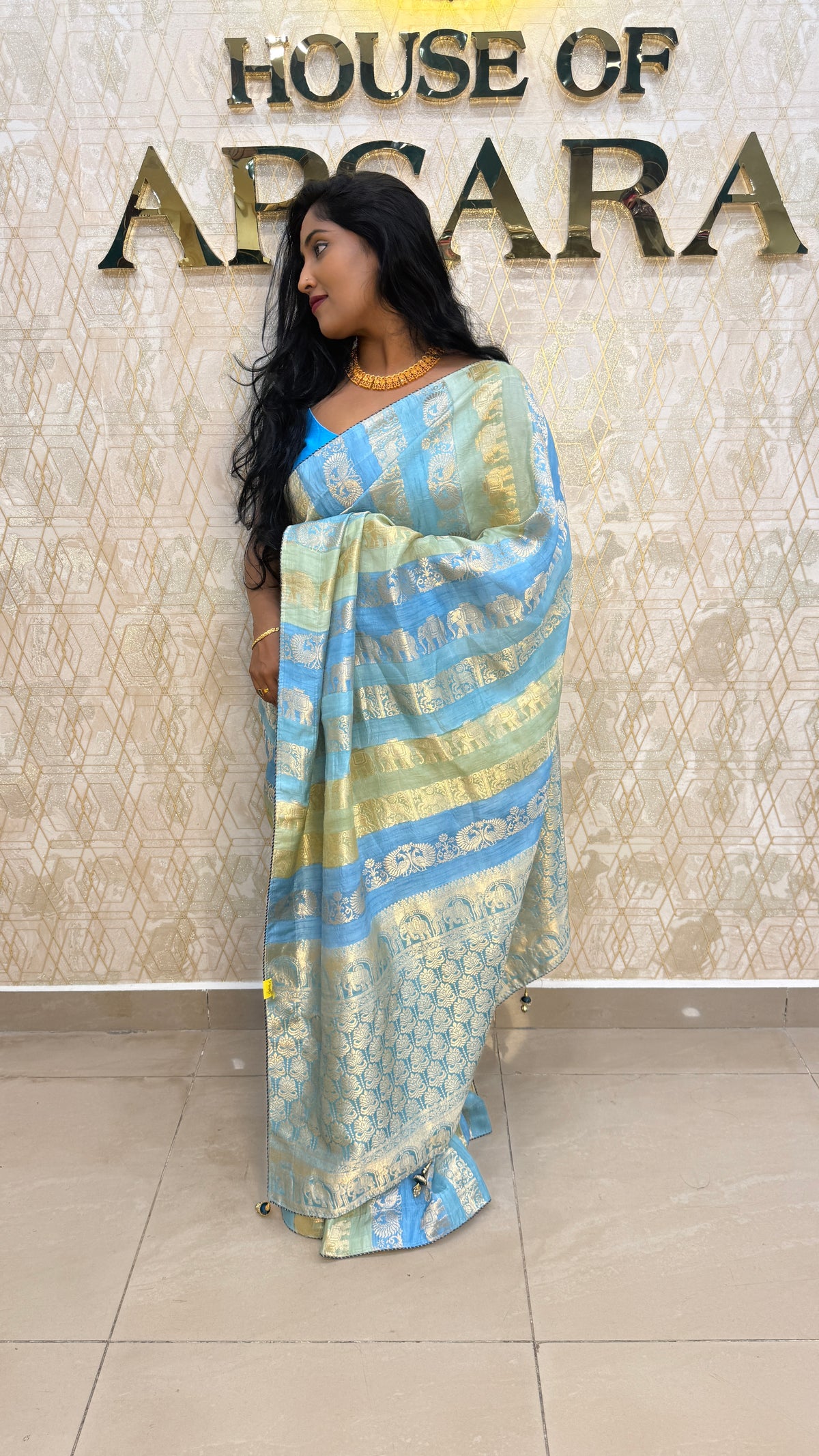 Blue Banarasi Tussar Saree 83