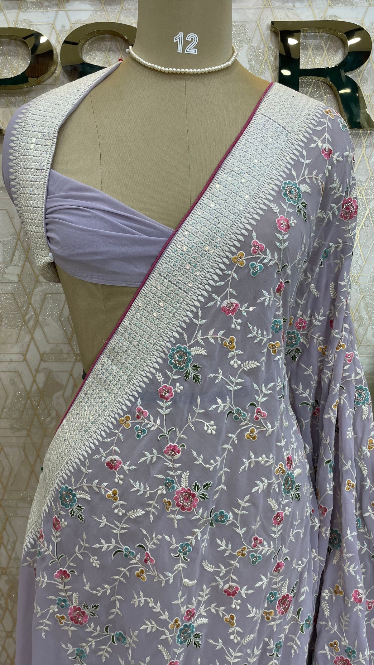 Lavender Handwork Designer Partyware Saree 97