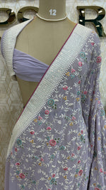 Lavender Handwork Designer Partyware Saree 97