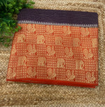 Purple n Orange Checks Cotton Silk Saree 13