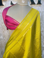Yellow Checks Cotton Silk Saree 13