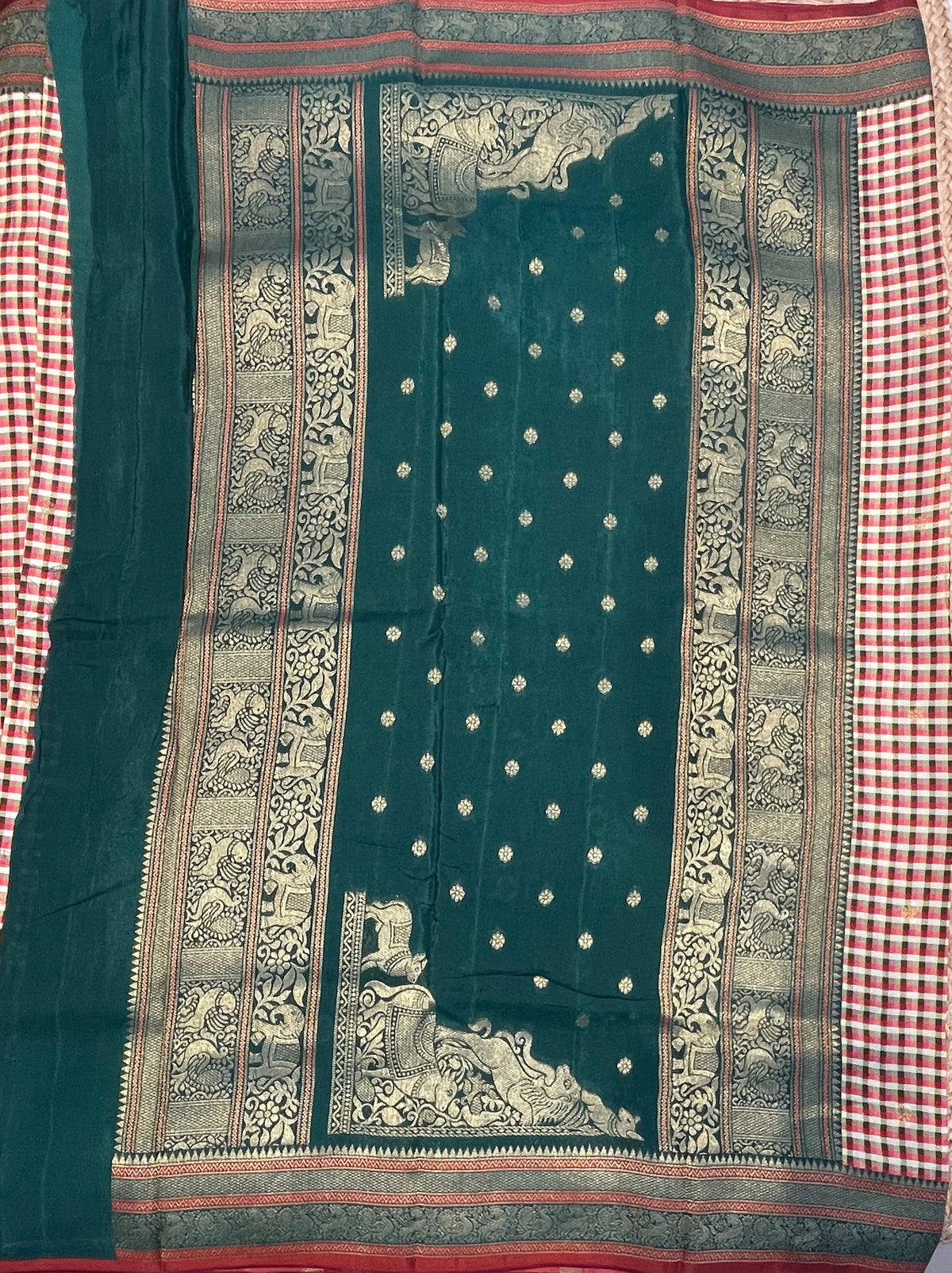 Red n Green Soft Silk Vintage Saree 300