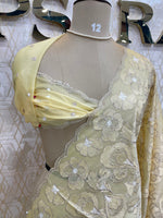 Yellow Organza Floral Embroidery Saree 29