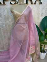 Pink Cotton Tussur Petite Point Embroidery Saree 209