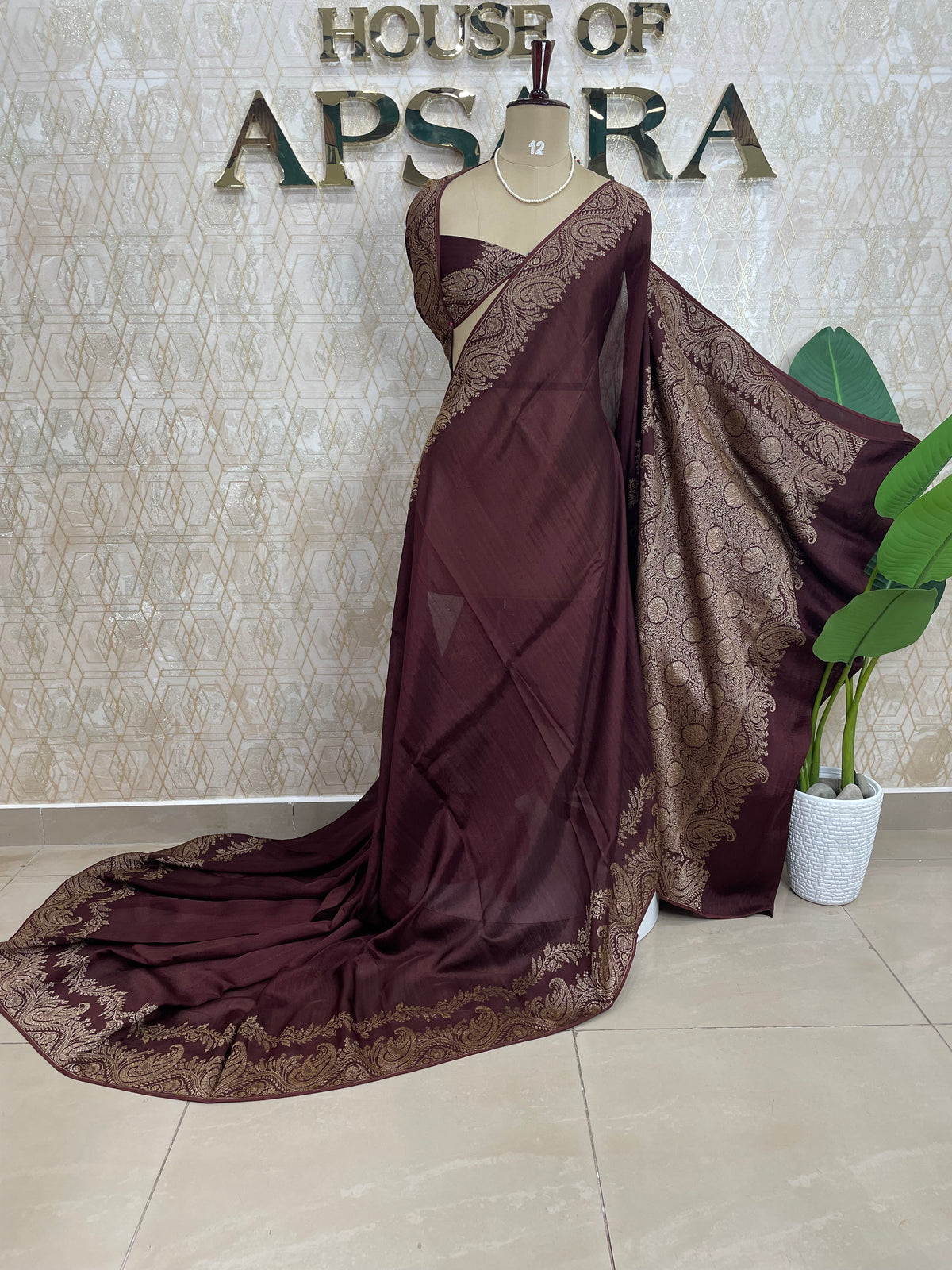 Brown Banarasi Tussar Georgette Saree 308