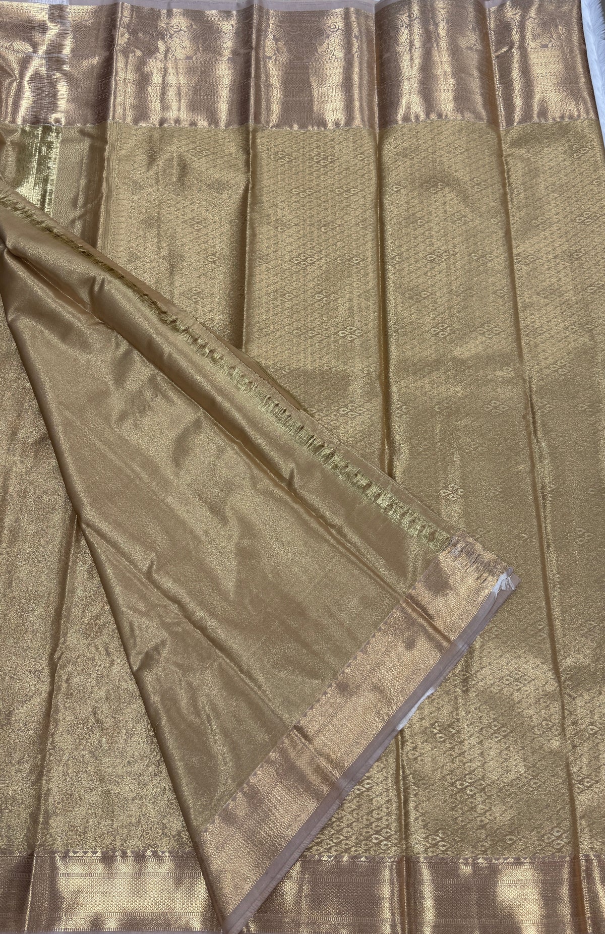 Gold n Beige Brocade Semi Kanchi Tissue Saree